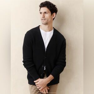 BANANA REPUBLIC FACTORY - MIDWEIGHT LINEN-BLEND CARDIGAN, BLACK -  SZ XL